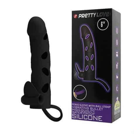 Pretty Love Penis Sleeve With Vibration (6 inch) AESPS-019